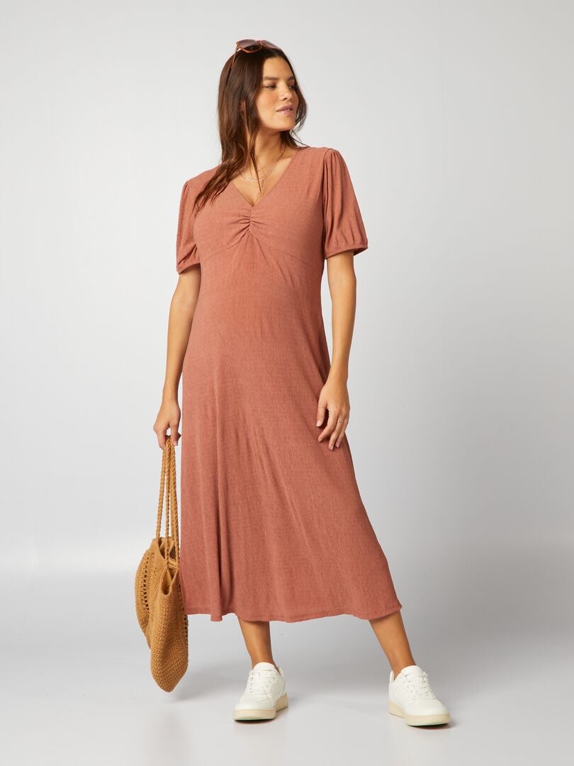 Robe longue imprimé grossesse Marron - Kiabi