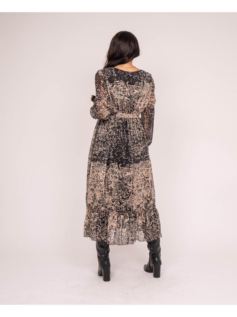 Robe longue imprime IVIK Beige - Kiabi