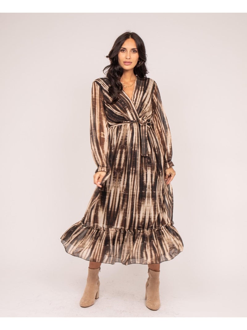 Robe longue imprime IZAN Beige - Kiabi