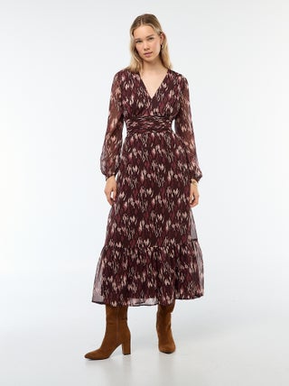 Robe longue imprimée à base volantée