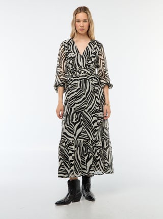 Robe longue imprimée à base volantée
