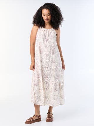 Robe longue imprimée à bretelles