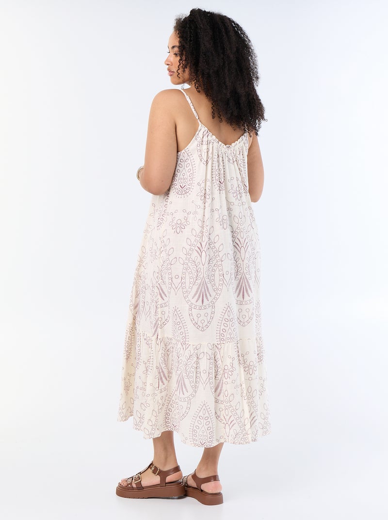 Robe longue imprimée à bretelles Beige - Kiabi