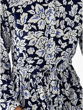 Robe longue imprimée à col chemise