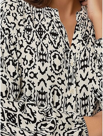 Robe longue imprimée à col chemise