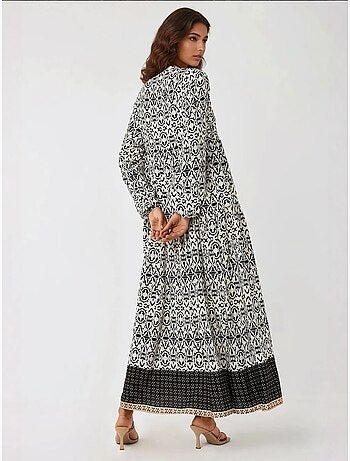 Robe longue imprimée à col chemise