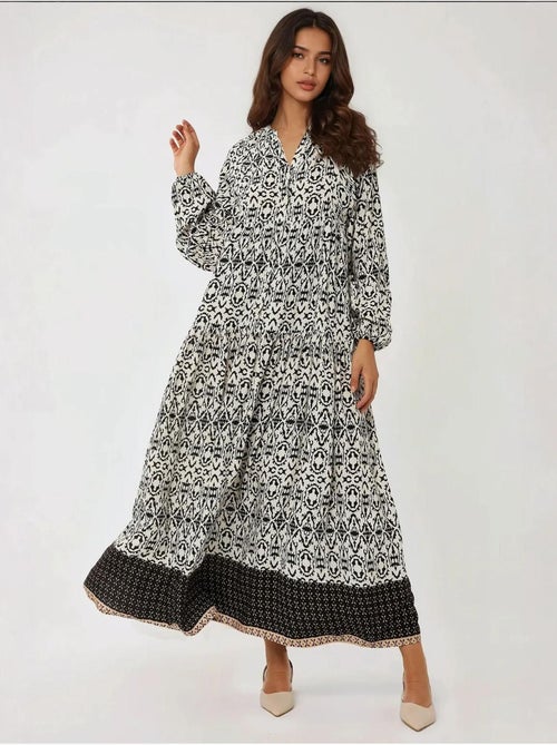 Robe longue imprimée à col chemise - Kiabi Robe longue imprimée à col chemise - Kiabi