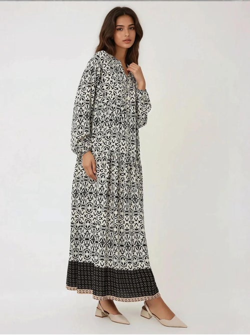 Robe longue imprimée à col chemise - Kiabi Robe longue imprimée à col chemise - Kiabi
