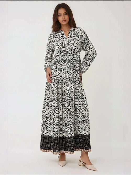 Robe longue imprimée à col chemise - Kiabi Robe longue imprimée à col chemise - Kiabi