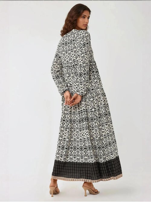 Robe longue imprimée à col chemise - Kiabi Robe longue imprimée à col chemise - Kiabi