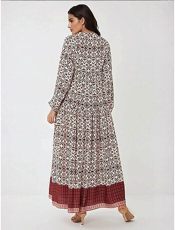 Robe longue imprimée à col chemise