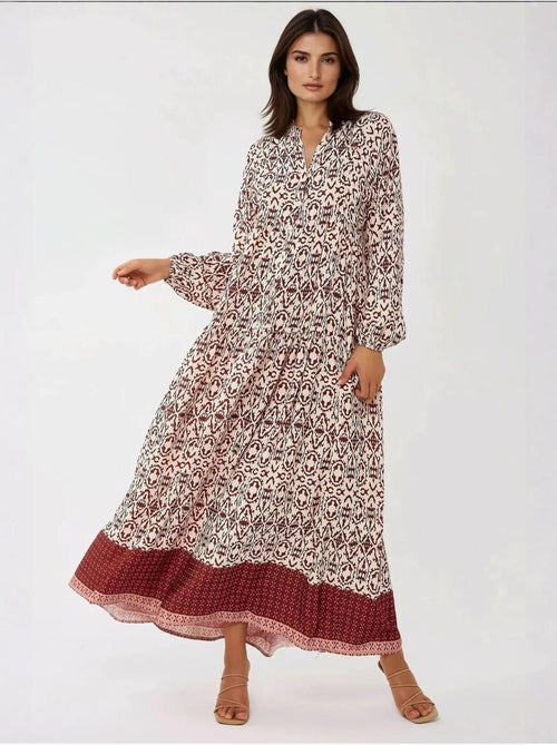 Robe longue imprimée à col chemise - Kiabi Robe longue imprimée à col chemise - Kiabi