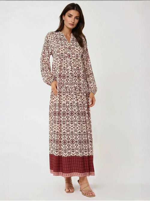 Robe longue imprimée à col chemise - Kiabi Robe longue imprimée à col chemise - Kiabi