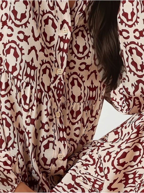 Robe longue imprimée à col chemise - Kiabi Robe longue imprimée à col chemise - Kiabi