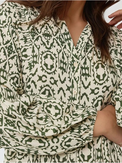 Robe longue imprimée à col chemise - Kiabi