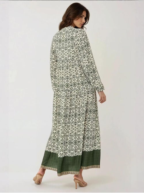 Robe longue imprimée à col chemise - Kiabi
