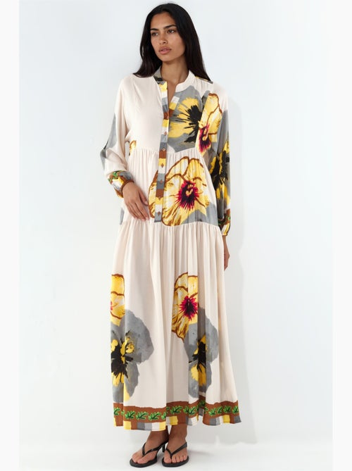Robe longue imprimée à col en v bdart - Kiabi
