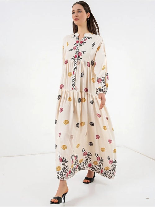 Robe longue imprimée à col en v bdart - Kiabi