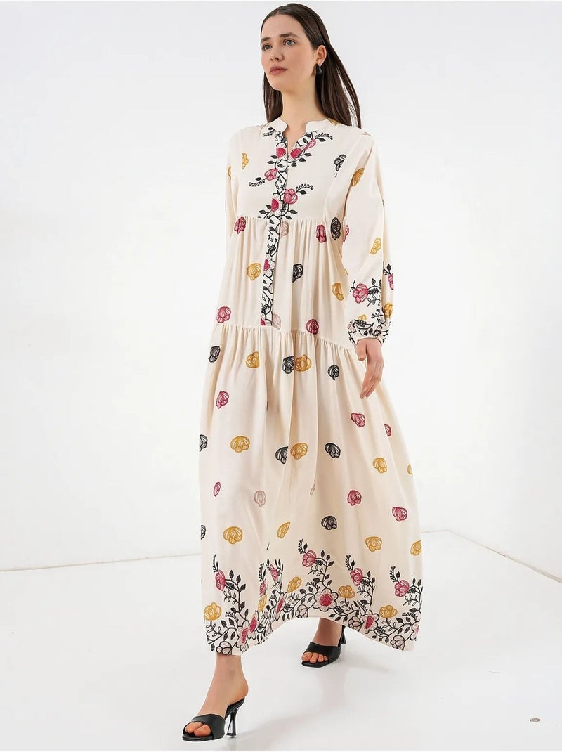 Robe longue imprimée à col en v bdart Ambre - Kiabi