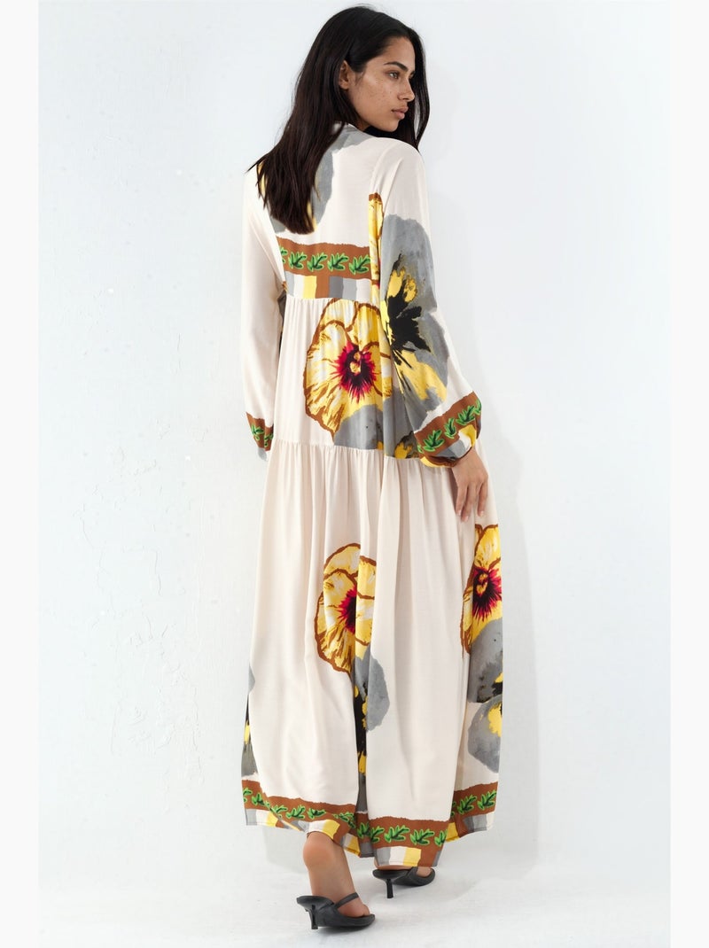 Robe longue imprimée à col en v bdart Ambre - Kiabi