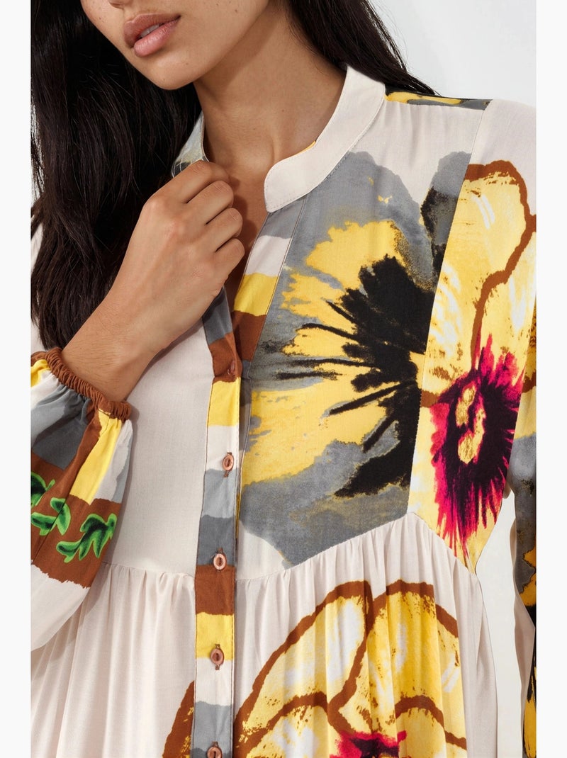 Robe longue imprimée à col en v bdart Ambre - Kiabi