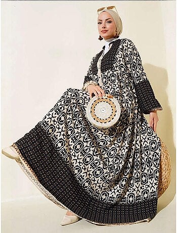 Robe longue imprimée à col en v bdart