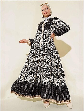 Robe longue imprimée à col en v bdart