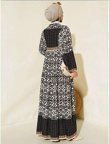 Robe longue imprimée à col en v bdart