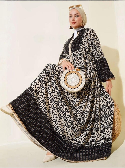 Robe longue imprimée à col en v bdart - Kiabi Robe longue imprimée à col en v bdart - Kiabi