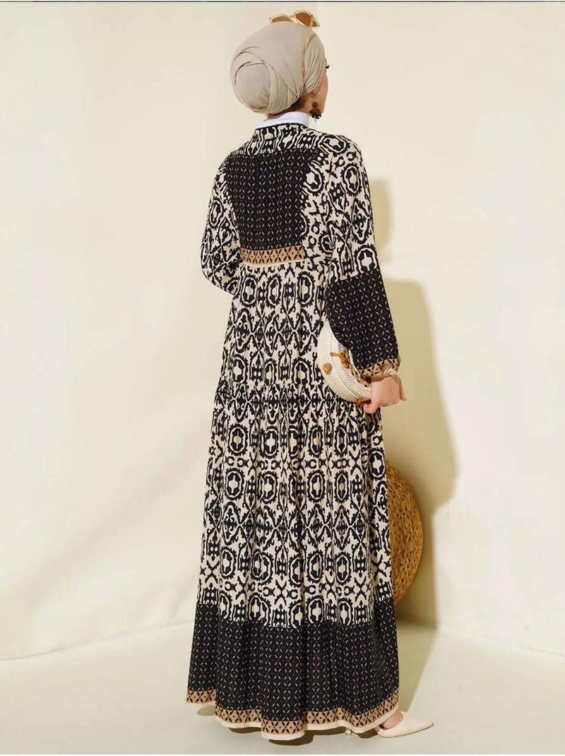Robe longue imprimée à col en v bdart Beige argile - Kiabi