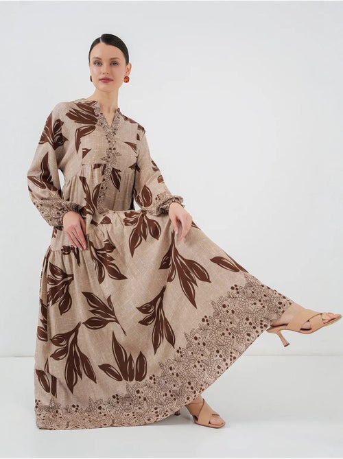 Robe longue imprimée à col en v bdart - Kiabi Robe longue imprimée à col en v bdart - Kiabi