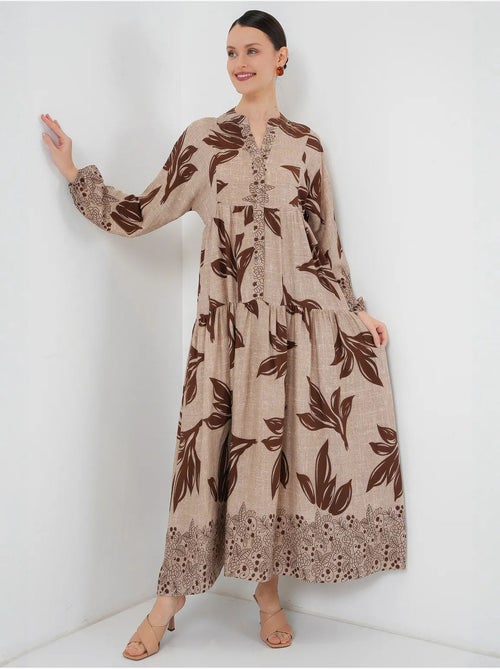 Robe longue imprimée à col en v bdart - Kiabi Robe longue imprimée à col en v bdart - Kiabi