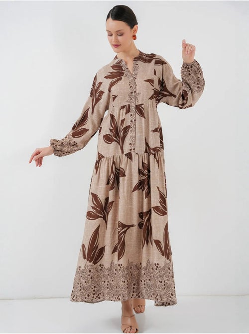 Robe longue imprimée à col en v bdart - Kiabi Robe longue imprimée à col en v bdart - Kiabi