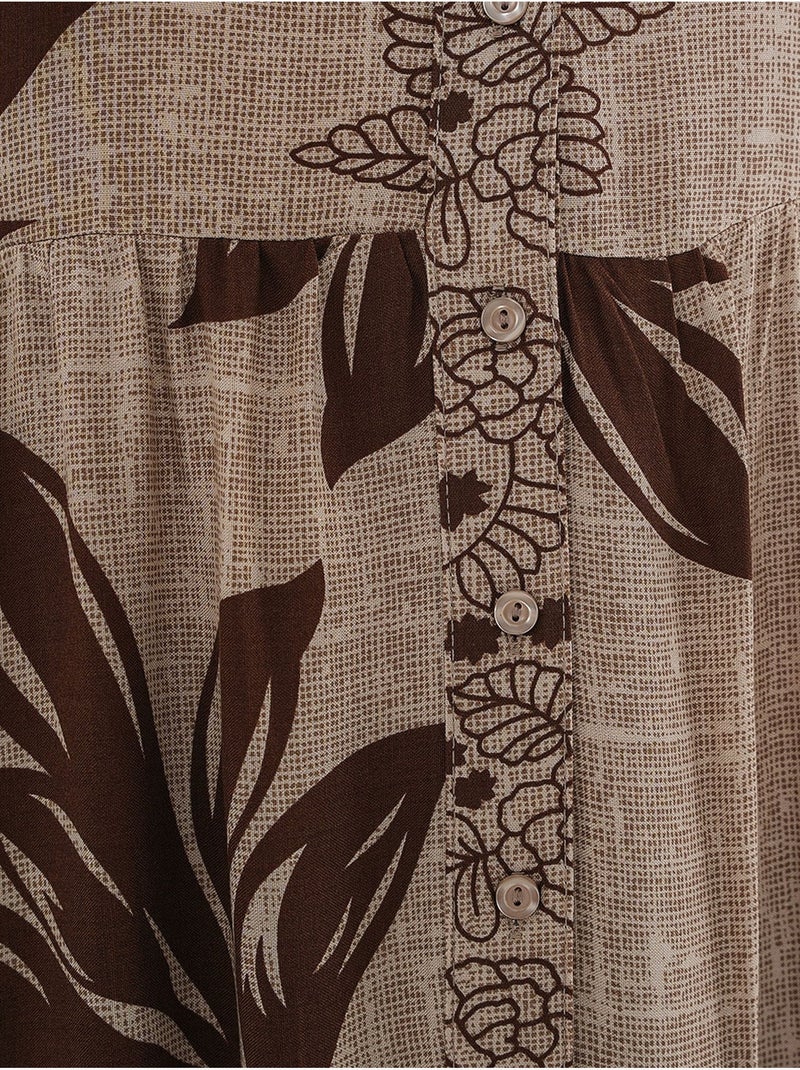 Robe longue imprimée à col en v bdart Beige clair - Kiabi