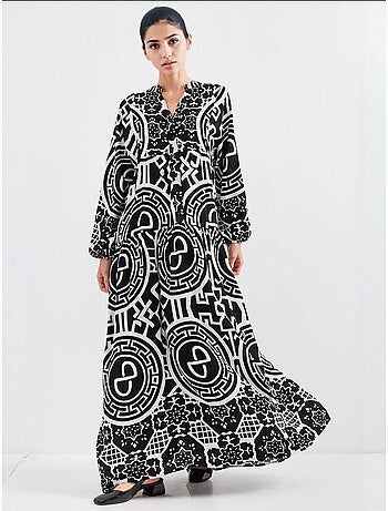 Robe longue imprimée à col en v bdart