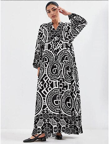 Robe longue imprimée à col en v bdart