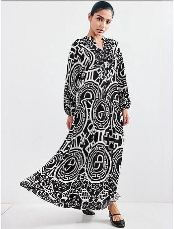 Robe longue imprimée à col en v bdart