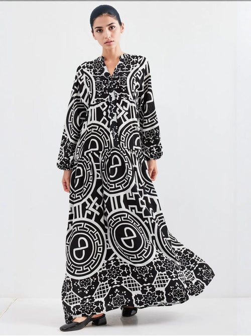 Robe longue imprimée à col en v bdart - Kiabi Robe longue imprimée à col en v bdart - Kiabi