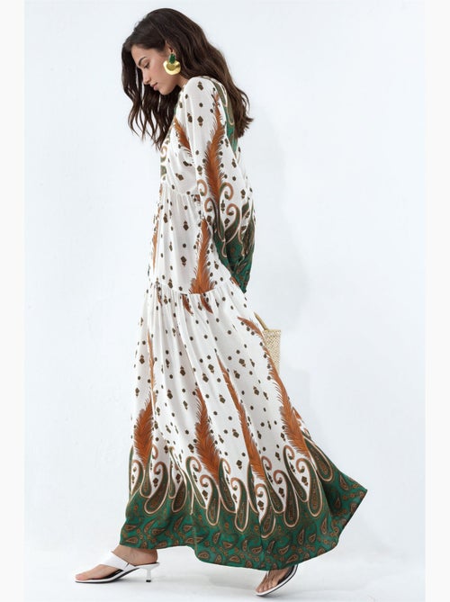 Robe longue imprimée à col en v bdart - Kiabi