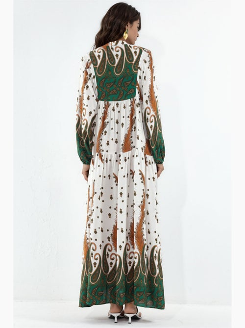 Robe longue imprimée à col en v bdart - Kiabi