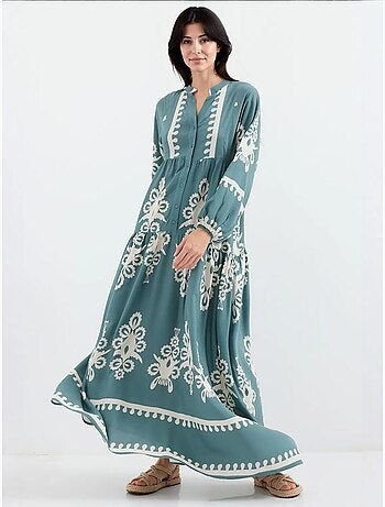 Robe longue imprimée à col en v bdart