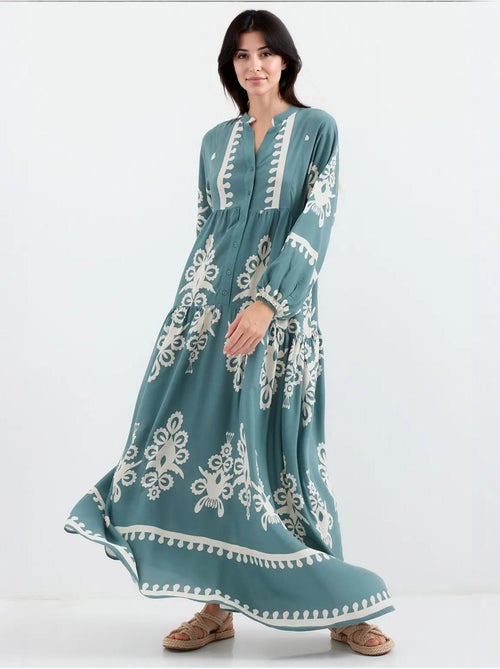 Robe longue imprimée à col en v bdart - Kiabi Robe longue imprimée à col en v bdart - Kiabi
