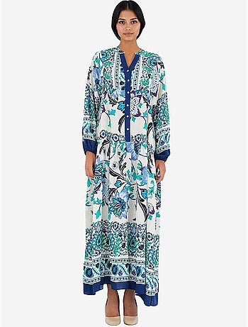 Robe longue imprimée à col en v bdart