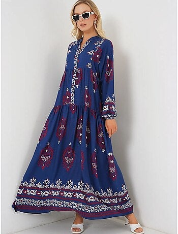 Robe longue imprimée à col en v bdart