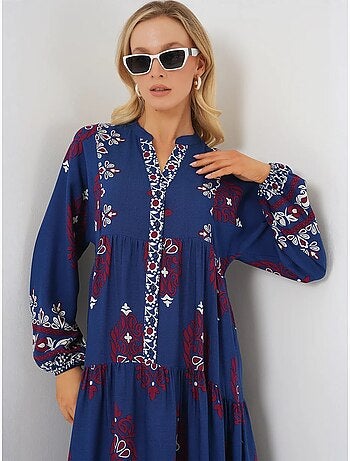 Robe longue imprimée à col en v bdart