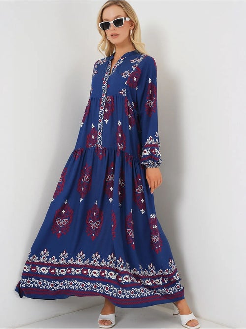 Robe longue imprimée à col en v bdart - Kiabi Robe longue imprimée à col en v bdart - Kiabi