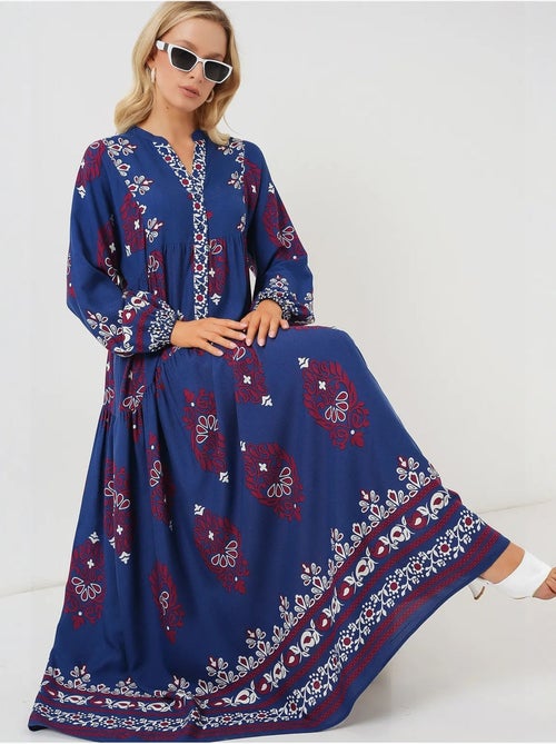 Robe longue imprimée à col en v bdart - Kiabi Robe longue imprimée à col en v bdart - Kiabi