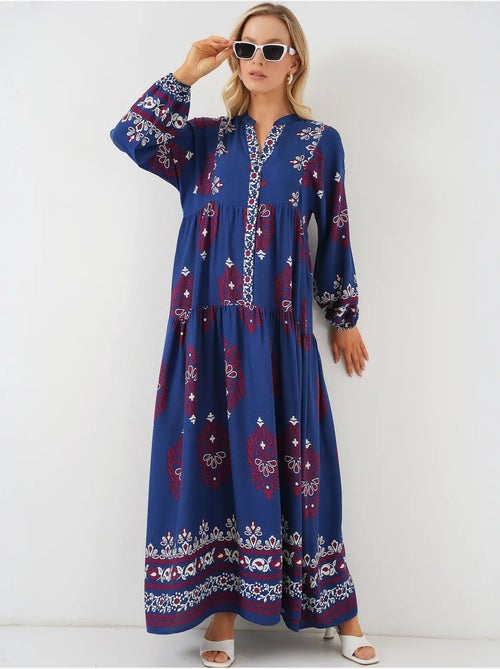 Robe longue imprimée à col en v bdart - Kiabi Robe longue imprimée à col en v bdart - Kiabi