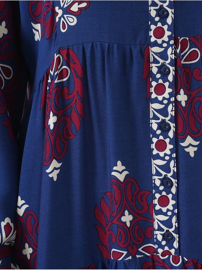 Robe longue imprimée à col en v bdart Bleu ciel - Kiabi