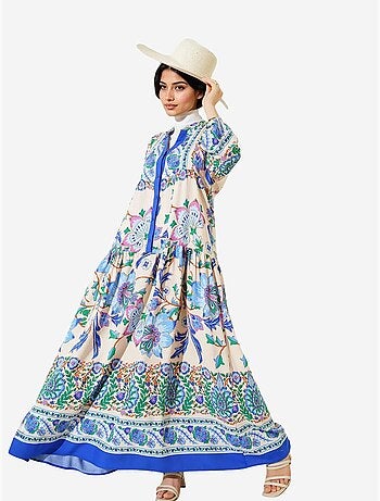 Robe longue imprimée à col en v bdart